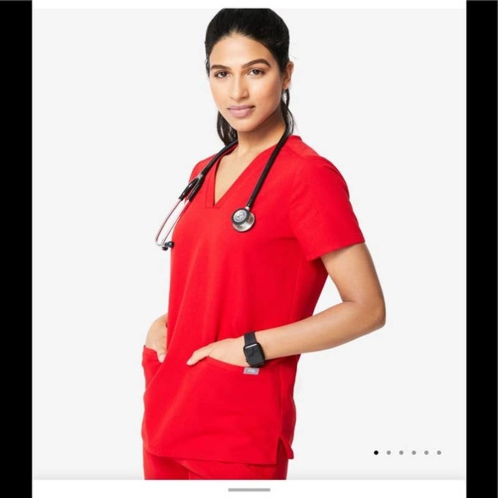 Figs Red Short Sleeve Women's Top